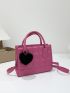 Neon Pink Geometric Embossed Heart Decor Square Bag