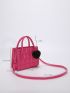 Neon Pink Geometric Embossed Heart Decor Square Bag