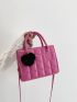 Neon Pink Geometric Embossed Heart Decor Square Bag