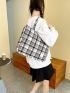 Plaid Pattern Tweed Shoulder Tote Bag