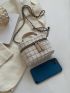 Mini Plaid Pattern Chain Tweed Bucket Bag
