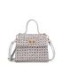 Mini Rhinestone Decor Twist Lock Flap Square Bag