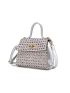 Mini Rhinestone Decor Twist Lock Flap Square Bag