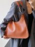 Stitch Detail Chain Shoulder Tote Bag With Inner Pouch