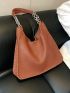 Stitch Detail Chain Shoulder Tote Bag With Inner Pouch