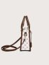 Geometric Pattern Contrast Binding Square Bag With Bag Charm