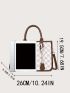 Geometric Pattern Contrast Binding Square Bag With Bag Charm