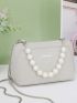 Faux Pearl Decor Satchel Bag