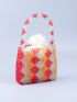 Mini Color Block Drawstring Design Beaded Satchel Bag