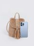 Mini Tassel Decor Fuzzy Bucket Bag