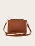 Artificial Leather Crossbody Bag, Women's Trendy Zipper Shoulder Bag