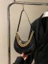 Crocodile Embossed Chain Hobo Bag