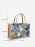 Small Shopper Bag Sequin Decor Random Floral Pattern