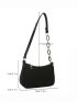 Mini Crocodile Embossed Chain Decor Baguette Bag