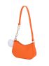 Neon Orange Chevron Pom Pom Decor Hobo Bag