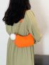 Neon Orange Chevron Pom Pom Decor Hobo Bag