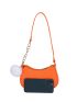 Neon Orange Chevron Pom Pom Decor Hobo Bag