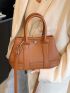 Litchi Embossed Double Handle Square Bag