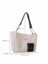 Pocket Decor Shoulder Tote Bag Double Handle Medium