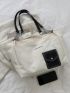 Pocket Decor Shoulder Tote Bag Double Handle Medium