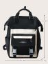 Two Tone Letter Patch Decor Functional Backpack