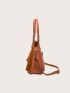 Tassel & Studded Decor Shoulder Tote Bag