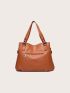 Tassel & Studded Decor Shoulder Tote Bag