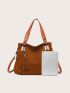 Tassel & Studded Decor Shoulder Tote Bag