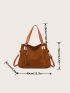 Tassel & Studded Decor Shoulder Tote Bag