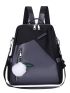 Two Tone Functional Backpack With Pompom Charm