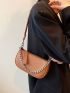 Mini Litchi Embossed Studded Decor Chain Baguette Bag