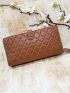 Quilted Detail Zipper Long Wallet