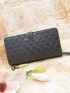 Quilted Detail Long Wallet