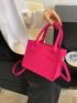 Neon-pink Stitch Detail Felt Square Bag