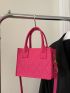 Neon-pink Stitch Detail Felt Square Bag