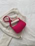 Mini Neon Pink Chain Baguette Bag