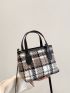 Mini Plaid Pattern Double Handle Square Bag