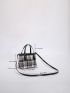 Mini Plaid Pattern Double Handle Square Bag