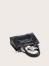 Crocodile Embossed Double Handle Square Bag