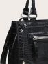 Crocodile Embossed Double Handle Square Bag