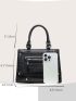 Crocodile Embossed Double Handle Square Bag