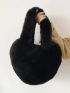 Minimalist Heart Shaped Fuzzy Shoulder Tote Bag