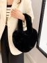 Minimalist Heart Shaped Fuzzy Shoulder Tote Bag