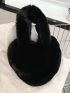 Minimalist Heart Shaped Fuzzy Shoulder Tote Bag