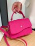 Mini Neon Pink Flap Felt Square Bag