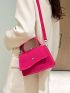 Mini Neon Pink Flap Felt Square Bag