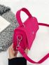 Mini Neon Pink Flap Felt Square Bag