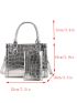 Metallic Crocodile Embossed Square Bag With Coin Purse