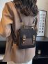 Mini Buckle Decor Corduroy Flap Backpack