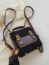 Mini Buckle Decor Corduroy Flap Backpack